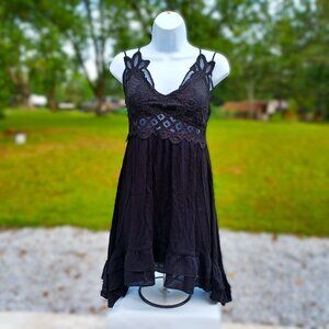 Rue21 Black Lace & Viscose Sleeveless Mini Dress With Adjustable Straps M